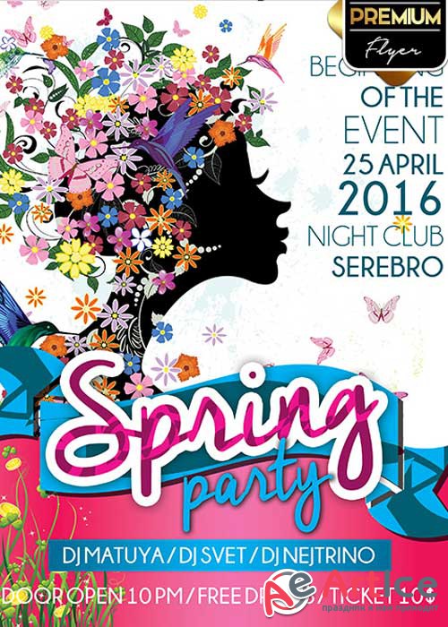 Spring Party V10 Flyer PSD Template + Facebook Cover
