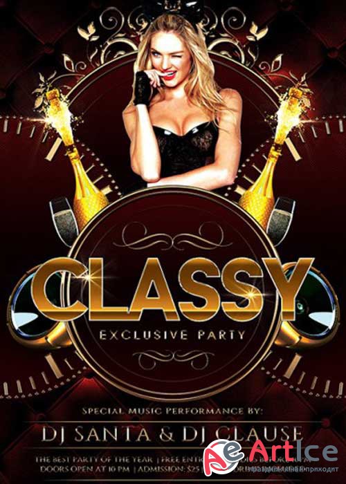 Classy Exclusive Party V1 Premium Flyer Template + Facebook Cover