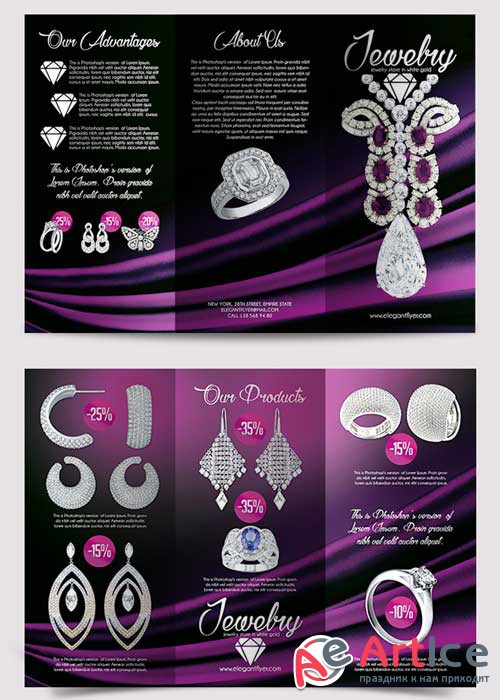 Jewelry Tri-Fold Brochure PSD Template