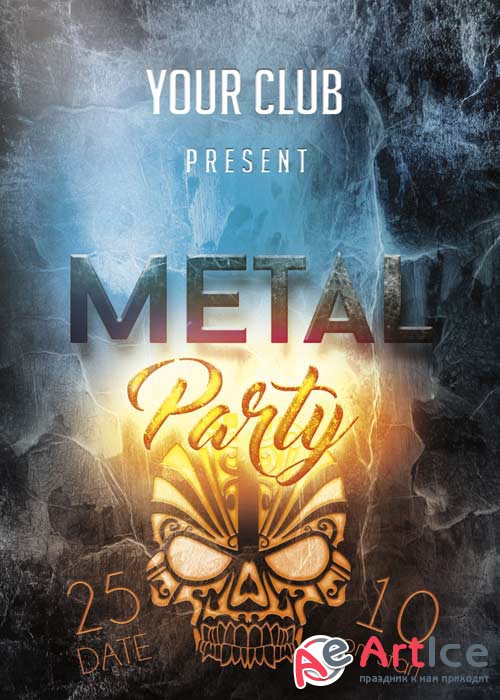 Metal PREMIUM Flyer V1 PSD Template + Facebook Cover