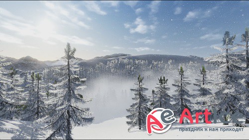 Winter Mountain Scene Background Loop