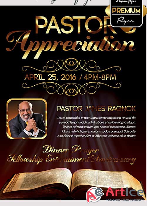 Pastor Appreciation Premium Flyer PSD Template + Facebook Cover