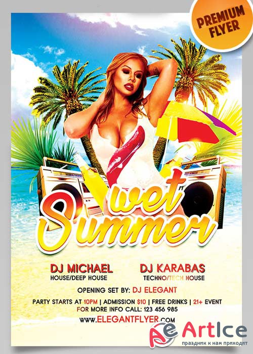 Wet Summer Flyer PSD Template + Facebook Cover