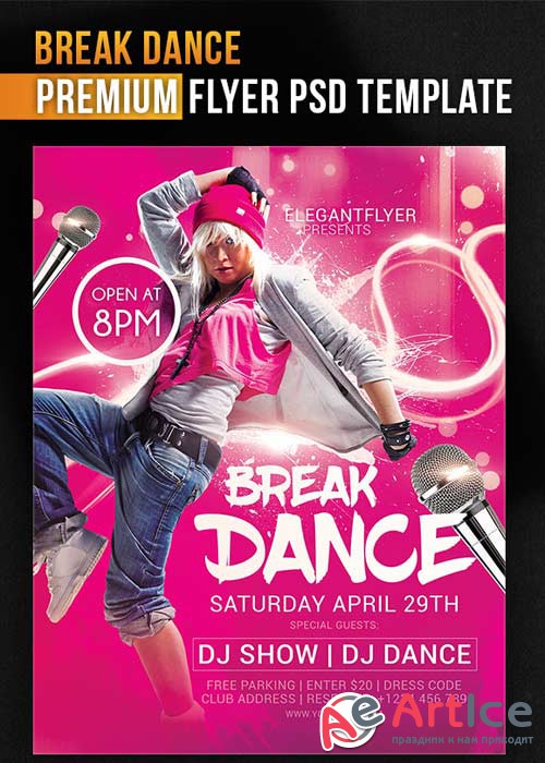 Break Dance V3 Flyer PSD Template + Facebook Cover