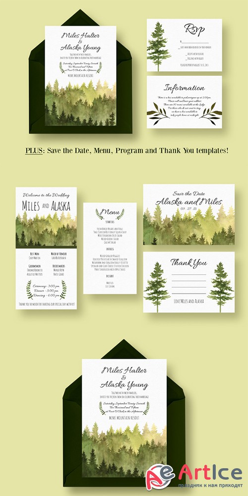 In the Woods Wedding Suite - Creativemarket 384215