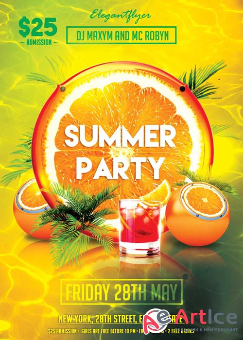 Summer Party V02 Flyer PSD Template + Facebook Cover