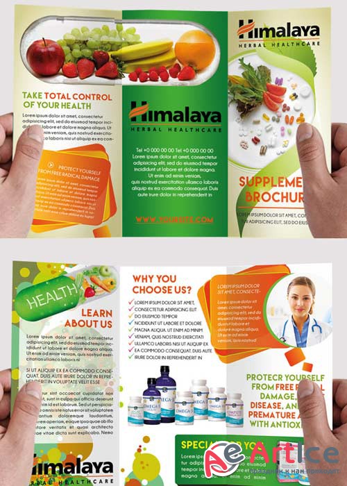 Health Supplement Premium Tri-Fold PSD Brochure Template
