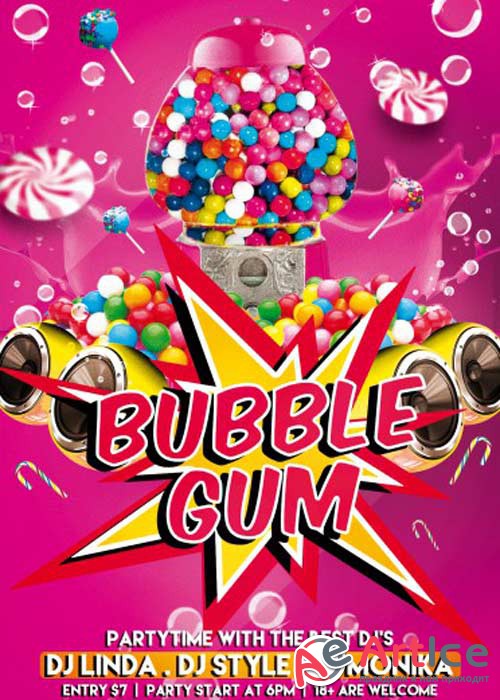 Bubble Gum Party PSD Flyer Template