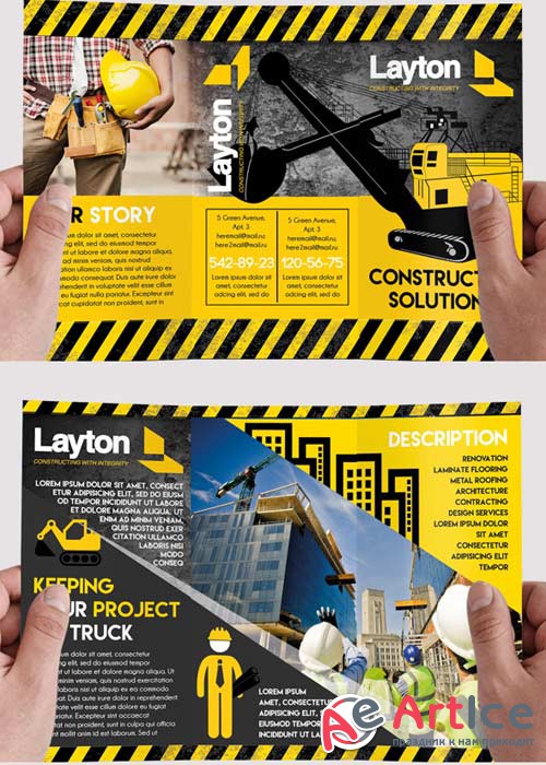 Construction Business Premium Tri-Fold PSD Brochure Template