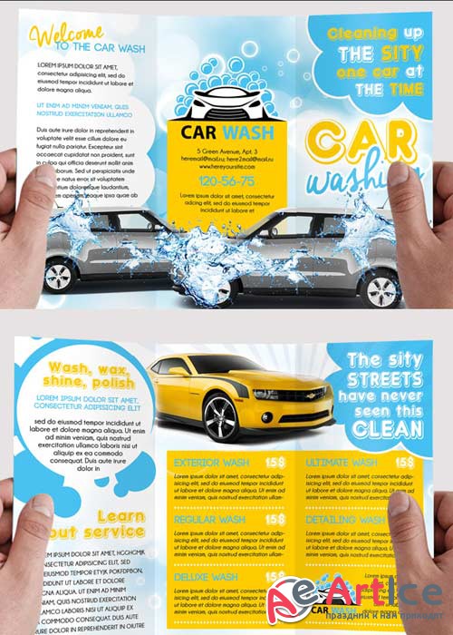 Car Wash Premium Tri-Fold PSD Brochure Template