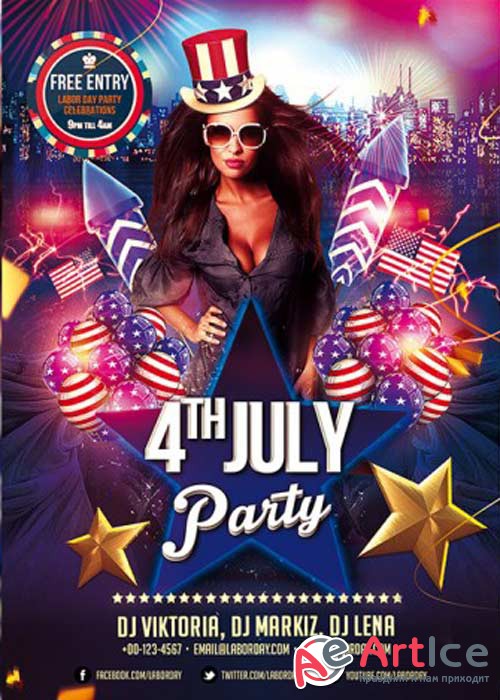 4th Of July Party Flyer V1 PSD Template