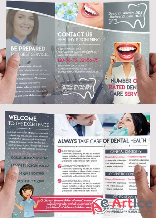 Dental Clinic Premium Tri-Fold PSD Brochure Template