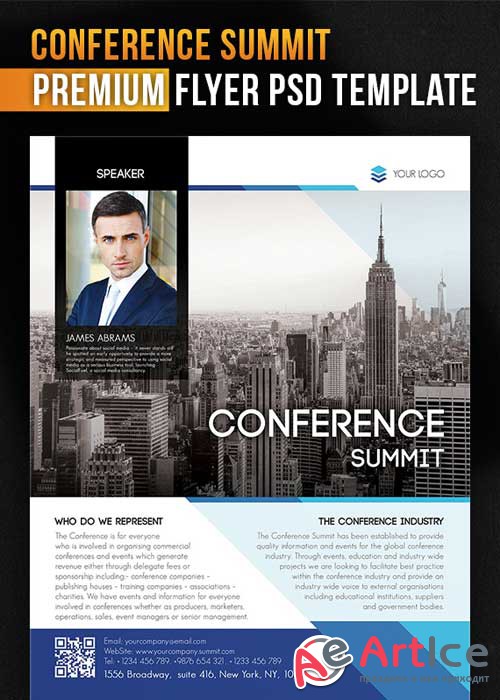 Conference Summit Flyer PSD Template + Facebook Cover