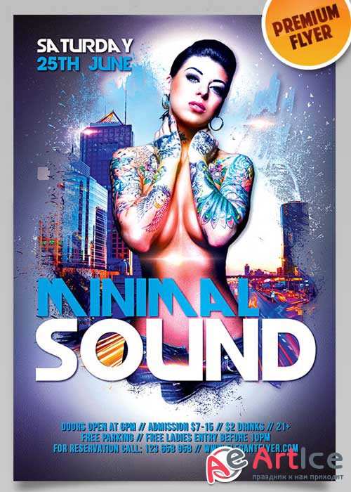 Minimal Sound Party V6 Flyer PSD Template + Facebook Cover