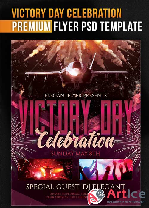 Victory Day V2 Flyer PSD Template + Facebook Cover