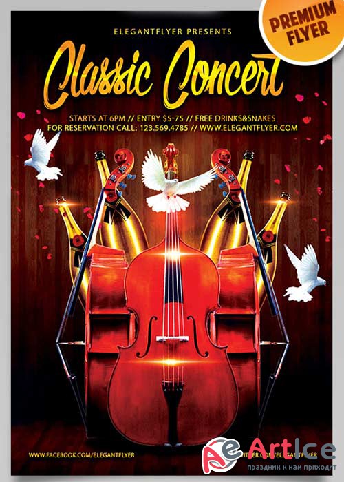 Classic Concert Flyer PSD Template + Facebook Cover