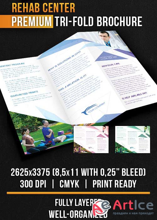 Rehab Center Tri-Fold Brochure PSD Templat