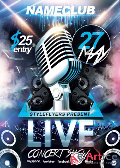 Live Concert Show PSD Flyer Template