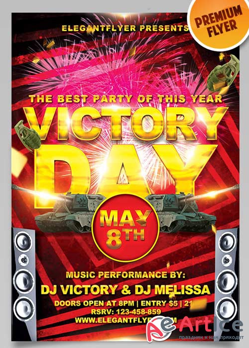 Victory Day Party V5 Flyer PSD Template + Facebook Cover