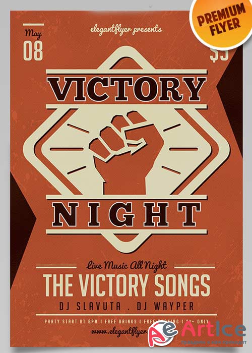 Victory Night V2 Flyer PSD Template + Facebook Cover