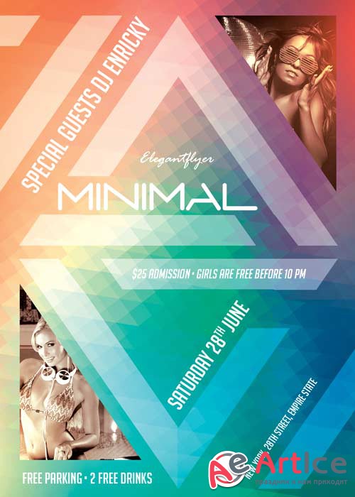 Minimal Party V9 Flyer PSD Template + Facebook Cover