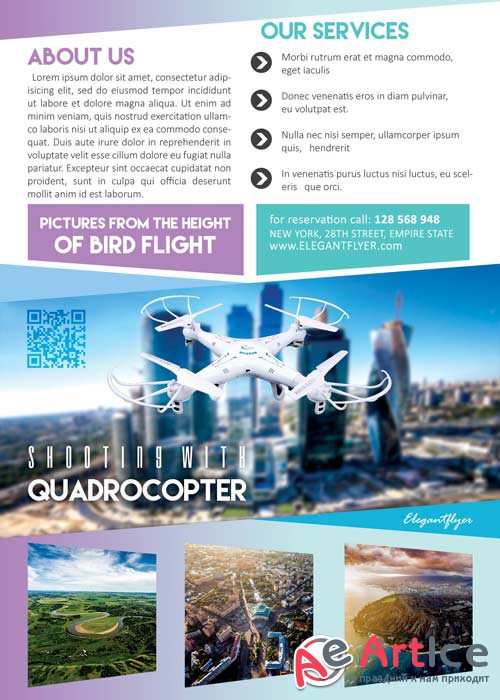 Shooting with Quadrocopter Flyer PSD Template + Facebook Cover