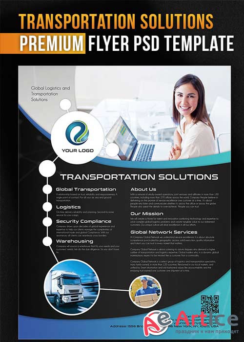 Transportation Solutions Flyer PSD Template + Facebook Cover