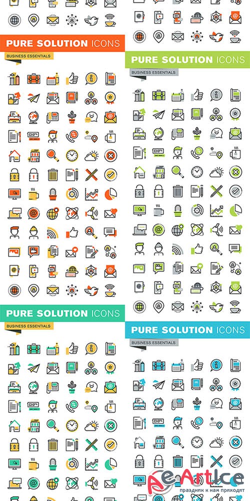 Set of Thin Line Business Icons - Creativemarket 522300