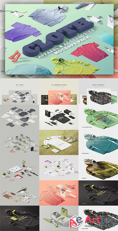 Cloth, Apparel & Accessories Mockups - Creativemarket 555135