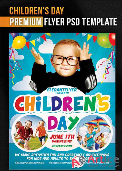 Childrens Day V2 Flyer PSD Template + Facebook Cover
