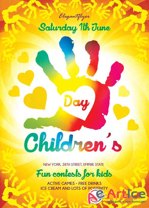 Childrens Day V1 Flyer PSD Template + Facebook Cover