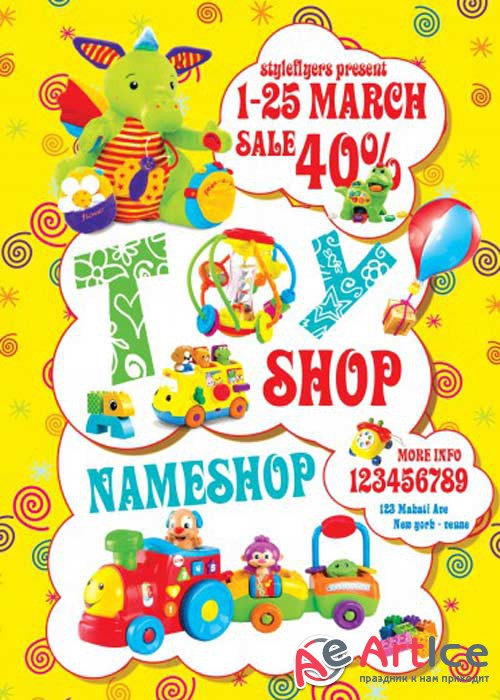 Toy Shop PSD Flyer Template with Facebook Cover