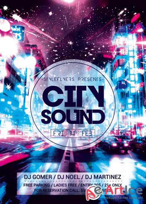 City Sound Party V5 PSD Flyer Template with Facebook Cover