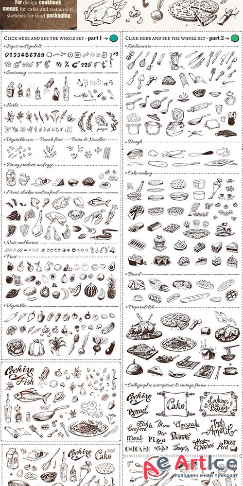 Hand-drawn cooking and food icons - Creativemarket 682355