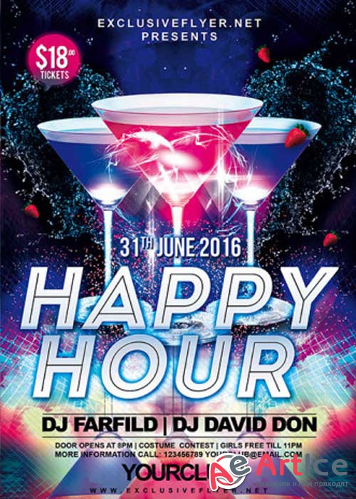 Happy Hour V4 Club and Party Flyer PSD Template