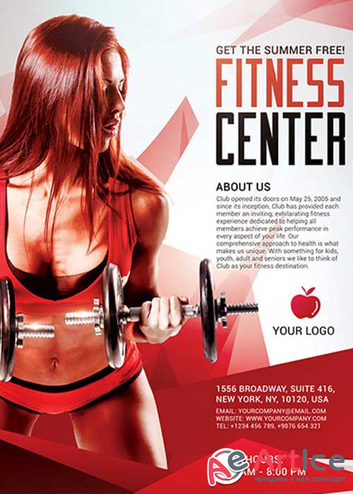 Fitness Center Sports V1 Flyer PSD Template + Facebook Cover