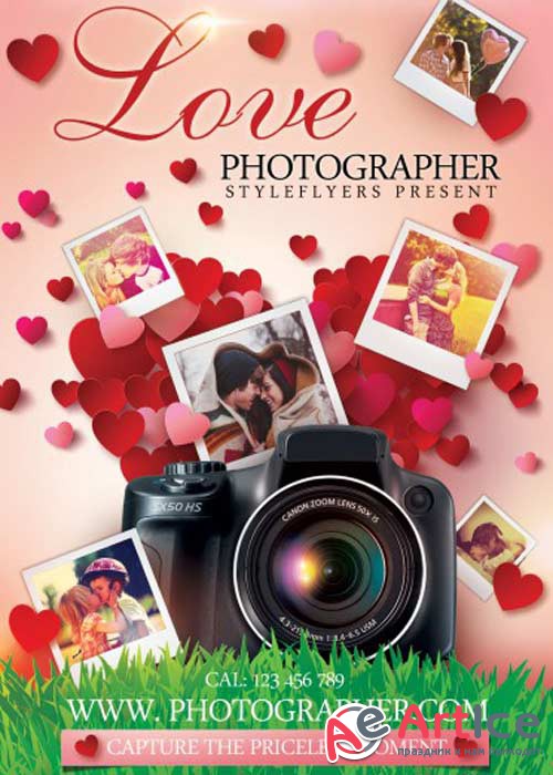 Love Photographer PSD Flyer Template with Facebook Cover