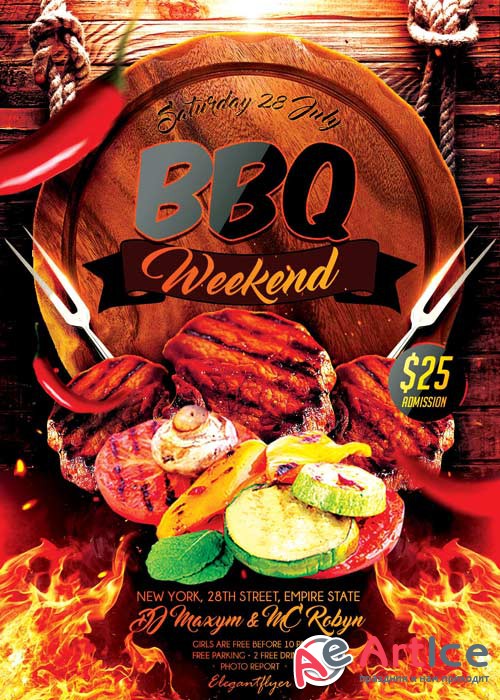 BBQ Weekend V1 Flyer PSD Template + Facebook Cover
