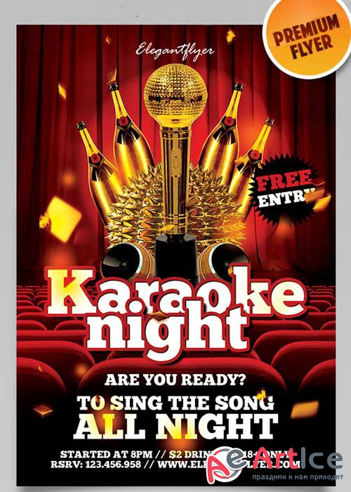 Karaoke Night V3 Flyer PSD Template + Facebook Cover
