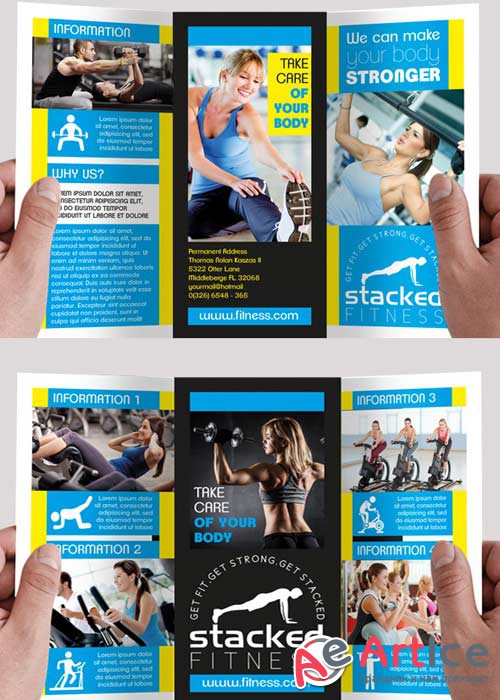 Fitness V8 Premium Tri-Fold PSD Brochure Template
