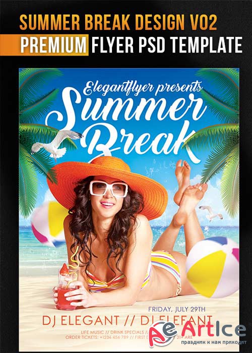 Summer Break Design V02 Flyer PSD Template + Facebook Cover