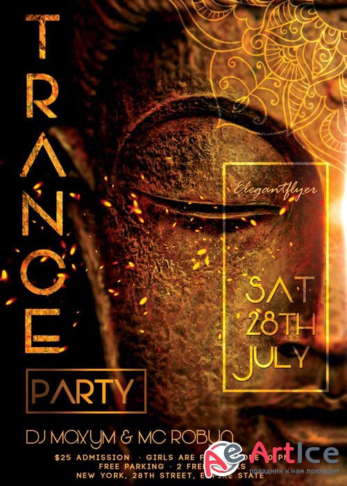 Trance Party V02 Flyer PSD Template + Facebook Cover