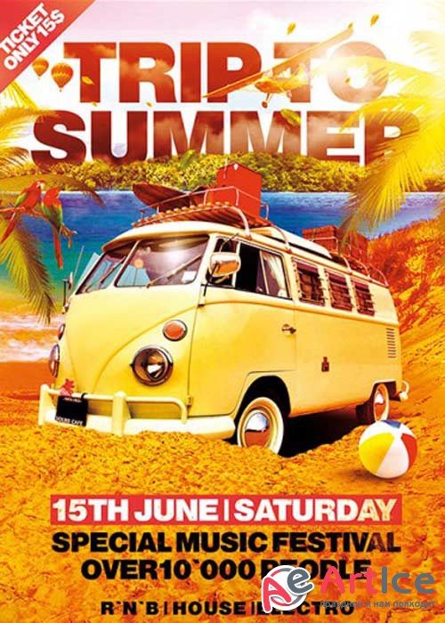 Trip to Summer V2 Premium Flyer Template + Facebook Cover