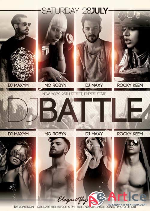 DJ Battle V03 Flyer PSD Template + Facebook Cover