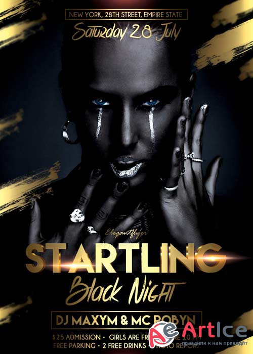 Startling Black Night Flyer PSD Template + Facebook Cover