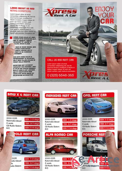 Rent a Car V5 PSD Tri-Fold PSD Brochure Template