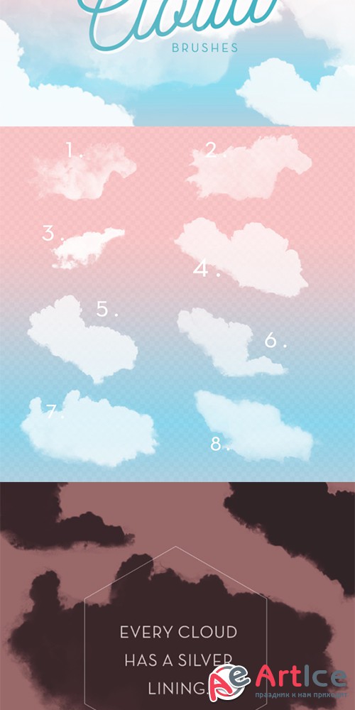 8 Transparent Cloud Brushes - Creativemarket 586964