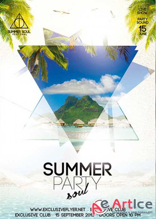Summer Soul Party V1 Premium Flyer Template + Facebook Cover