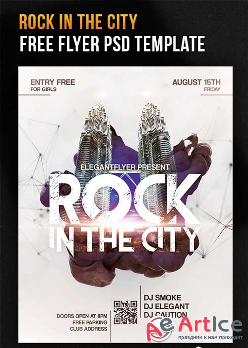 Rock In The City V1 Flyer PSD Template + Facebook Cover