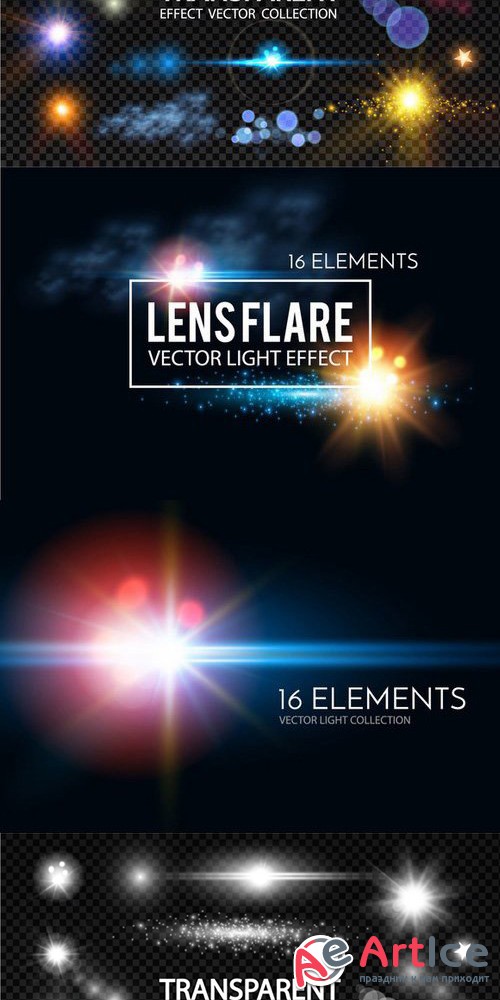 Lens Flares Set. Vector & Raster - Creativemarket 683398
